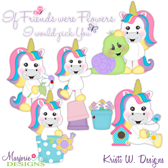 If Friends Were Flowers-Unicorns SVG Cutting Files + Clipart - Click Image to Close